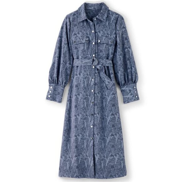 Soft Surroundings Blue Snake Print Irina Dress Size XS - Picture 2 of 6